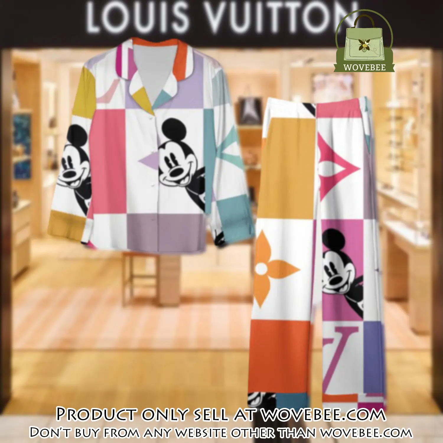 Trending luxury lv satin pajama set pjs1111 wvb1351001